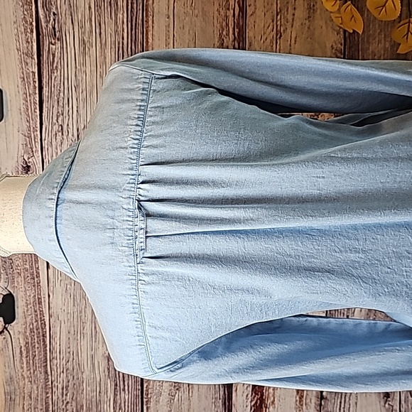 NEW STYLE & CO DENIM BLUE LONG ROLL TAB SLEEVE BUTTON-UP SHIRT - Picture 7 of 13